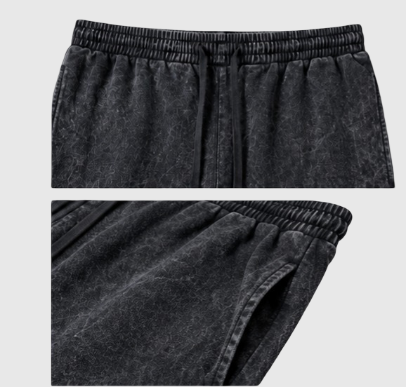Acid Wash Relaxed Fit Straight-Leg Trouser – Charcoal Black