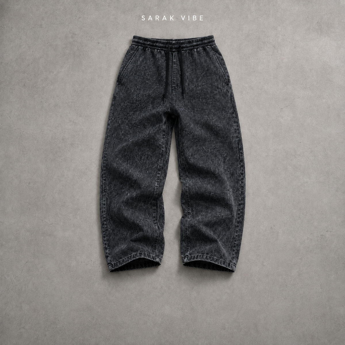 Acid Wash Baggy Fit Trouser – Charcoal Black