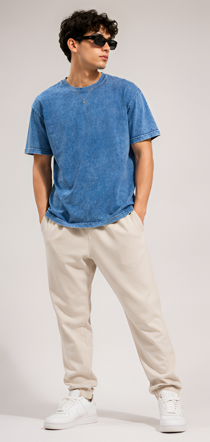 Acid Wash Oversized T-Shirt Denim Blue