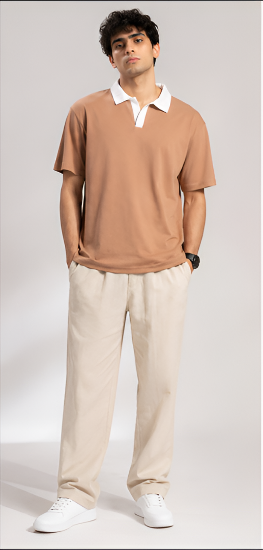 Johnny Collar Oversize Polo Brown