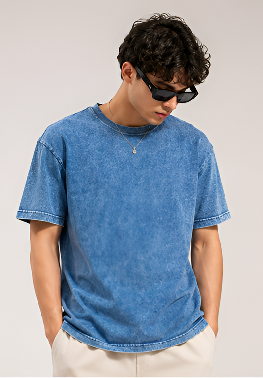 Acid Wash Oversized T-Shirt Denim Blue