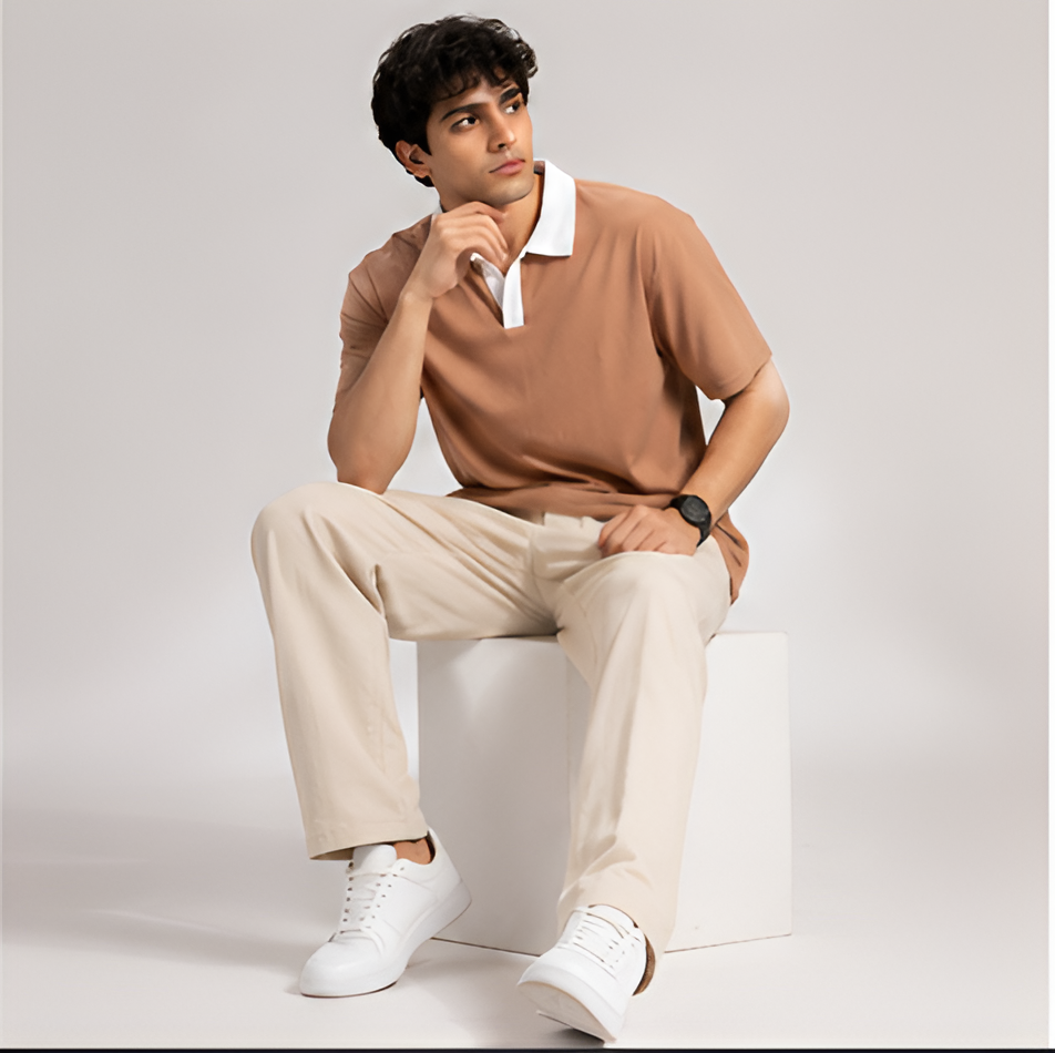 Johnny Collar Oversize Polo Brown