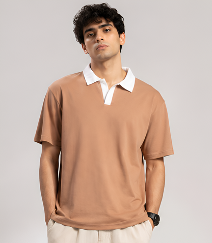 Johnny Collar Oversize Polo Brown