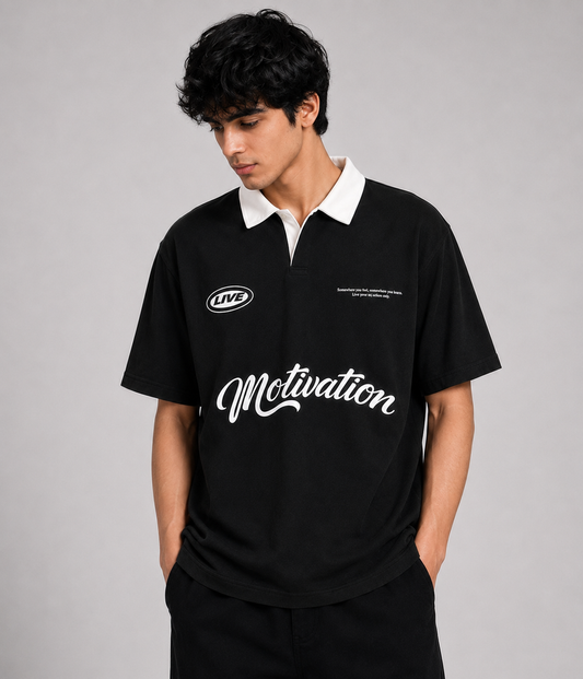 Motivation Polo T-Shirt -Black
