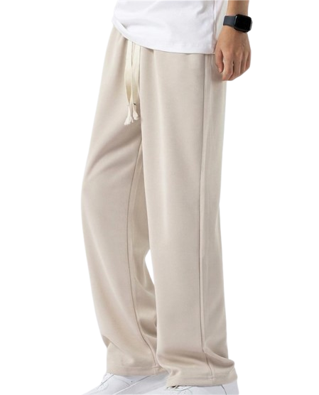 Straight-Leg Casual Trousers Beige