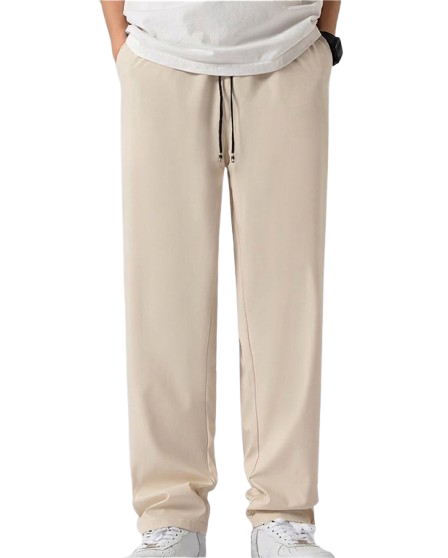 Straight-Leg Casual Trousers Beige