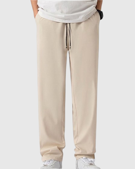 Straight-Leg Casual Trousers Beige