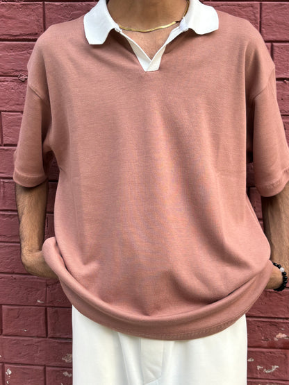 Johnny Collar Oversize Polo-Brown