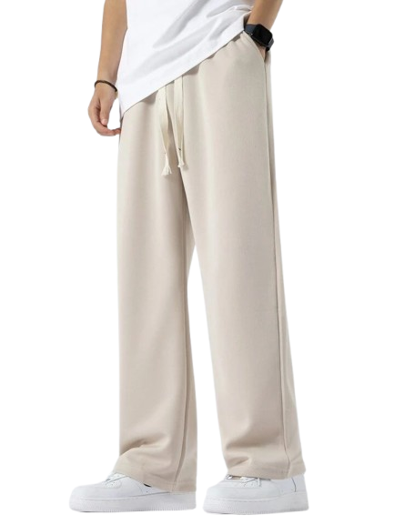 Straight-Leg Casual Trousers Beige